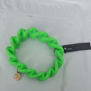 Green Bracelet with Gold Charm